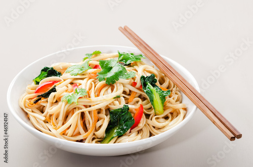Photo: Bowl of stir fry noodles with asian vegetables Bowl of stir fry noodles with asian vegetables