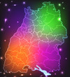 Gescribbelte Karte von Baden-Württemberg mit Kreisgrenzen