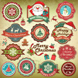 Collection of vintage retro grunge christmas labels, badges and