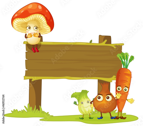 Vector: a board and vegetables a board and vegetables