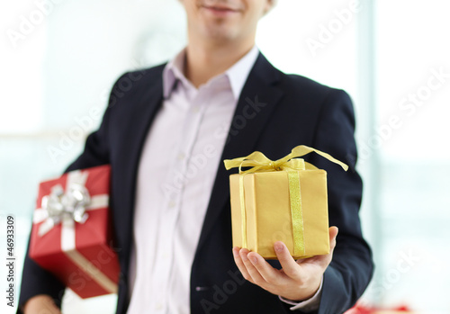 Photo: Giving xmas present Giving xmas present