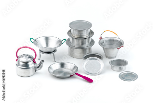 Photo: Miniature size toys made of tin for kid isolated Miniature size toys made of tin for kid isolated