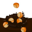 Vector Illustration of a Choco Splash with Hazelnuts