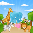 Vector Set of African Cartoon Animals