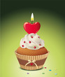Cupcake mit Kerze in Herzform