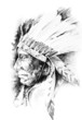 Illustrazione: Sketch of tattoo art, native american indian head, chief, isolat Sketch of tattoo art, native american indian head, chief, isolat