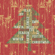 Xmas tree on wooden texture. Vintage styled illustration, EPS10.