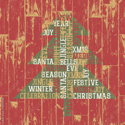 Vector: Xmas tree on wooden texture. Vintage styled illustration, EPS10. Xmas tree on wooden texture. Vintage styled illustration, EPS10.