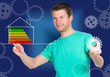 junger mann mit energiediagramm