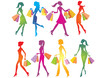 Vektor: Shopping girls silhouettes Shopping girls silhouettes