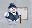 Vintage greeting card with illustration of snowman