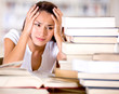 Tired female student