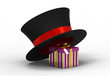 Illustration: Gift box under hat Gift box under hat