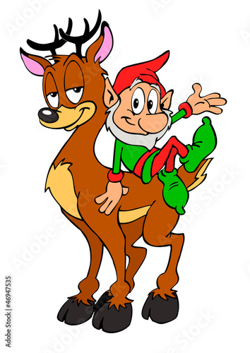 Illustration: Christmas Elf & Reindeer Christmas Elf & Reindeer