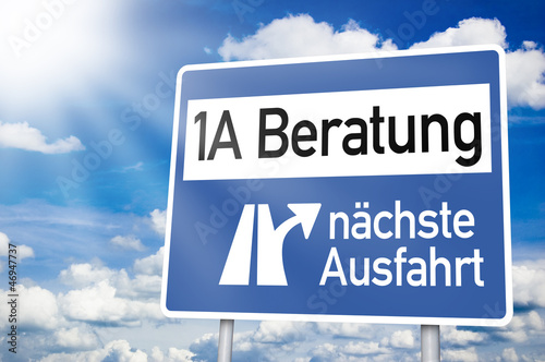 Photo: Blauer Wegweiser mit 1A Beratung und Sonne Blauer Wegweiser mit 1A Beratung und Sonne