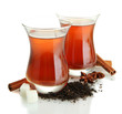 glasses of Turkish tea, isolated on white