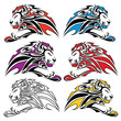 Isolated Colorful Lion Symbols