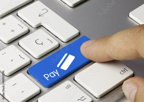 Photo: Pay credit card keyboard. Finger Pay credit card keyboard. Finger