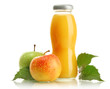 bottle of juice with sweet apples, isolated on white