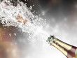 Close-up of champagne explosion