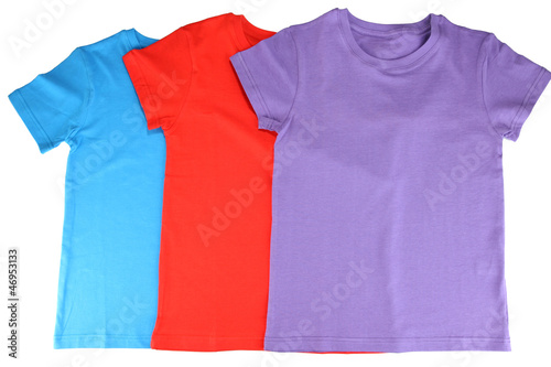 Photo: Blue t-shirt isolated on white Blue t-shirt isolated on white