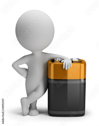 Illustration: 3d small people - battery 3d small people - battery