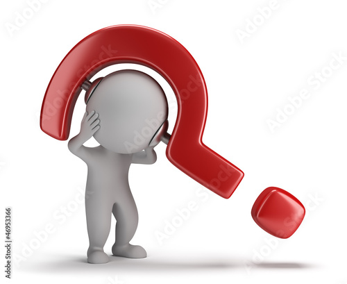 Illustration: 3d small people - crushing question 3d small people - crushing question