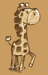 Color Chalk Marker Sketch Doodle Giraffe Safari Animal Vector