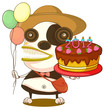 a monster and birthday cake