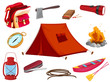 various objects of camping