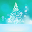 Christmas abstract tree on a blue bokeh  EPS 8