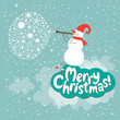 Vector: Christmas card, Snowman play on a horn Christmas card, Snowman play on a horn