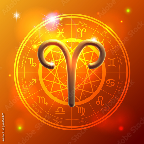 Vector: Zodiac Aries golden sign Zodiac Aries golden sign