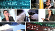 Montage business people trading in stocks and Shares