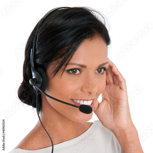 Photo: Happy call center woman Happy call center woman