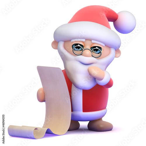 Illustration: Santa has a big list of good children at Christmas Santa has a big list of good children at Christmas