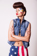 model with bright makeup