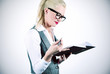 Cute business woman reading