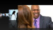 Montage 3D business people communicating by computer