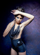 Photo: The beautiful woman model on a lilac background The beautiful woman model on a lilac background