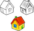 Cute little houses vector sketch illustration