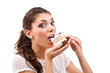 Woman eating cake