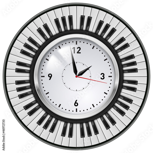 Vector: Realistic Office Clock and Piano keys Realistic Office Clock and Piano keys