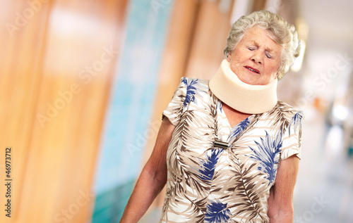 Photo: A Senior Woman Wearing A Neckbrace A Senior Woman Wearing A Neckbrace