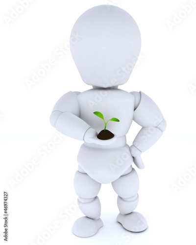 Illustration: man nurturing a seedling plant man nurturing a seedling plant