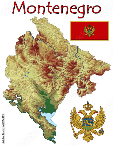 Vector: Montenegro Europe national emblem map symbol motto Montenegro Europe national emblem map symbol motto