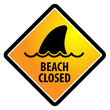 Shark sighting sign, Beach Closed, vector illustration