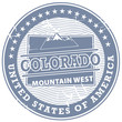 Grunge rubber stamp with text Colorado, Mountain West, vector