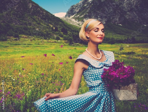 Photo: Lovely woman in blue dress Lovely woman in blue dress