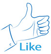 Thumb up silhouette- Facebook like vector